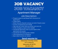 Job Vacancy:  Apartment Manager